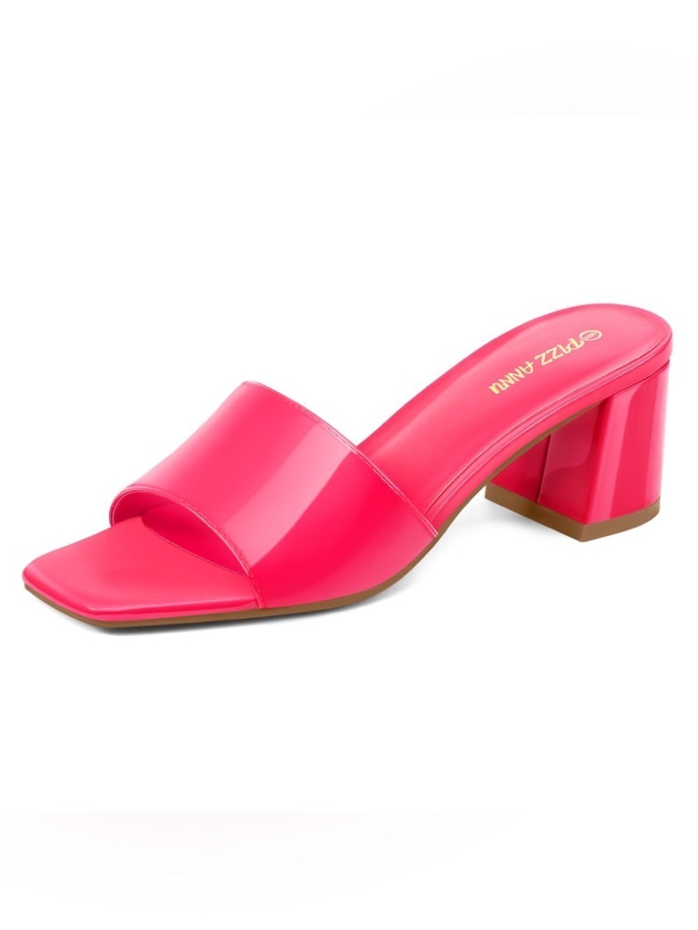 Pizz Annu Simone Hot Pink Patent Block Heel Mule Slide Sandal